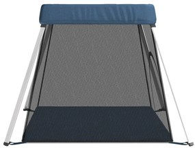 Parque para bebés com colchão tecido de linho azul marinho