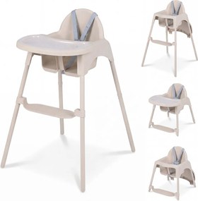 Cadeira refeição alta conversível 4 em 1 para bebés 2 alturas comTabuleiro duplo removível Arnês de 5 pontos Apoio para os pés Fácil de limpar 6-36 me