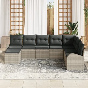 Conjunto de Sofás de Jardim vidaXL 8 Peças com Almofadas Cinza Claro R