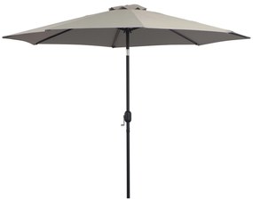 Outsunny Chapéu de Sol de Jardim Ø295x250 cm com Manivela Chapéu de Sol Exterior com Mecanismo de Inclinação e Mastro Desmontável de Metal para Terraço Piscina Pátio Cinza