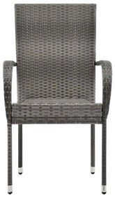 Cadeiras de exterior empilháveis 2 pcs vime PE cinzento