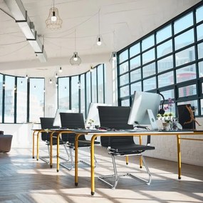 Conjunto de 2 cadeiras de escritório de conferência e receção moderna e para convidados em couro PU Encosto médio 54 x 63 x 92 cm Preto