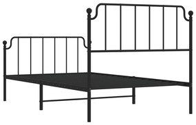 Estrutura de cama com cabeceira e pés 107x203 cm metal preto