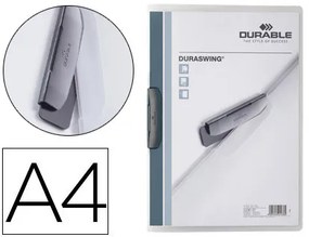Bolsa Dossier Durable Duraswing com Clip Lateral Giratoria Polipropileno Din A4 Grafite 30 Folhas