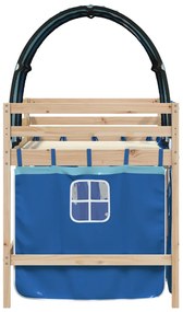 Cama alta para criança com túnel 90x200 cm pinho maciço azul