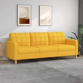 348634 vidaXL Sofá de 3 lugares 210 cm tecido amarelo-claro