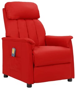 vidaXL Cadeira de massagens couro artificial vermelho tinto
