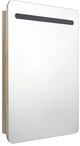 Armário espelhado p/ casa de banho LED 60x11x80 cm carvalho
