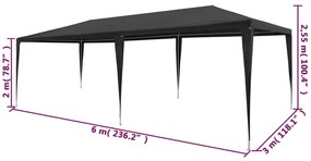 Tenda para festas 3x6 m PE antracite