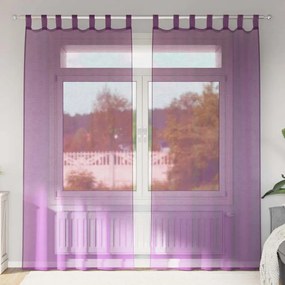 Cortinas de voile com laços 2 pcs roxo 140x245 cm