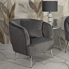 POLTRONA COM ALMOFADA 73X66X78 CM CINZA E PRATEADO