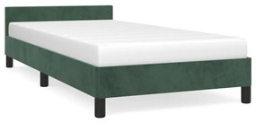 Estrutura de cama c/ cabeceira 90x200 cm veludo verde-escuro