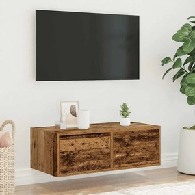 Móvel de TV com luzes LED 75x35,5x25 cm madeira velha