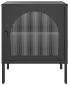 Mesa de cabeceira 50x35x60 cm vidro e aço preto