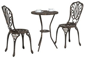 Conjunto de Bistrô de Jardim 3 Peças vidaXL Bronze em Alumínio Fundido