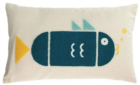 Kave Home - Capa almofada Samudra 100% algodão peixe multicolor 30 x 50 cm