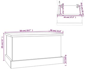 Caixa de arrumação 50x30x28 cm derivados madeira cinza sonoma