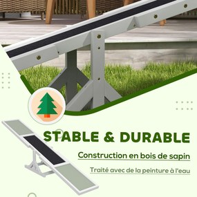 Equipamento de treino de agilidade desportiva para cães – balanço antiderrapante 180 x 30 x 30 cm cinzento e branco