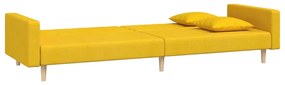 Sofá-cama 2 lugares com duas almofadas tecido amarelo