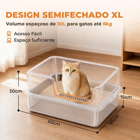 Caixa de Areia XL para Gatos em Aço Inoxidável com Rebordo Alto Pá Escova e Gancho Cinza Claro