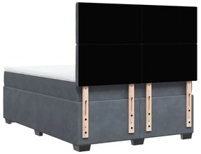 Cama com molas/colchão 140x200 cm veludo cinzento-escuro