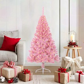vidaXL Árvore de Natal Artificial Pré-iluminada Rosa 120 cm PVC