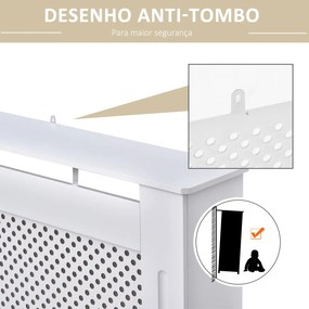 Cobertura para Radiador em MDF com Ripas e Prateleira Superior 151,5x19x82 cm Branco