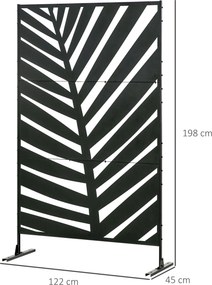 Biombo de 3 Peças Separador de Ambientes com Desenho de Folha de Banan