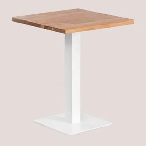 Mesa De Bar Quadrada Em Madeira De Acácia Livanto 60 X 60 Cm & Madeira De Acácia - Branco - Sklum