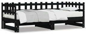 Estrutura sofá-cama de puxar 2x(90x190) cm pinho maciço preto