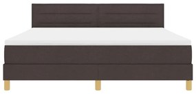 Cama Box Spring com Colchão &amp; LED Castanho 180x200 cm Tecido