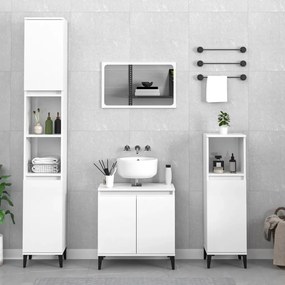 vidaXL 3pcs conj. móveis casa banho derivados madeira branco brilhante