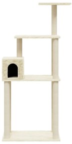 Árvore para gatos c/ postes arranhadores sisal 147 cm cor creme