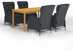 vidaXL 5 pcs conjunto de jantar para jardim cinzento-escuro