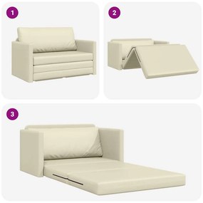 Sofá-camas 2-em-1 Creme 124x71x78 cm Couro Sintético