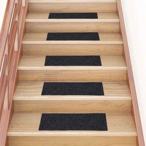 vidaXL Tapetes de escada adesivos 30 pcs 60x25 cm retangular cinzento