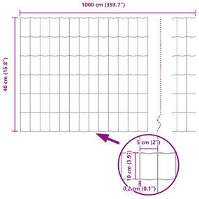 Cerca Euro com 5 Posts em U Verde 0.4x10 m Aço