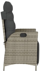 Cadeiras jardim reclináveis 2 pcs c/ apoio de pés vime PE cinza