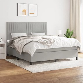 vidaXL Cama com molas/colchão 180x200 cm tecido cinzento-claro