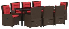 Conjunto de Jantar de Jardim 9 Peças Marrom em Polyrattan