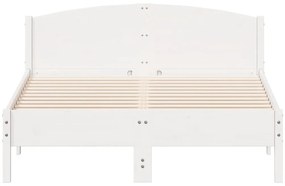 Cama sem colchão 140x190 cm madeira de pinho maciça branco