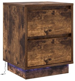 Criado-Mudo  com Luzes LED Carvalho Fumado 39x34,5x50 cm