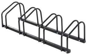 HOMCOM Estacionamento para 4 Bicicletas Suporte de Aço para Estacionar Bicicletas no chão para Interior e Exterior 100x33x27cm Preto