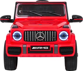 Carro elétrico para Crianças 2 a 5 anos 12V Mercedes G63 AMG LIFT Rodas de espuma EVA, assento Couro ecológico Vermelho
