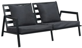 5 pcs conjunto lounge jardim + almofadões alumínio cinza-escuro