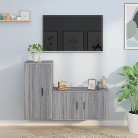 vidaXL Conjunto móveis de TV 2 pcs madeira processada sonoma cinza