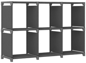 Unidade de prateleiras 6 cubos 103x30x72,5 cm tecido cinzento