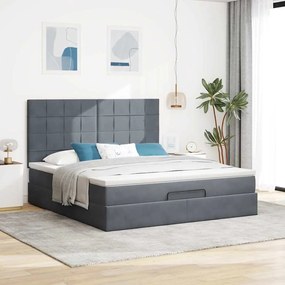 Estrutura cama otomana colchões 160x200 cm cinzento escuro
