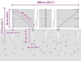 Cerca de Arame Soldado com 7 Estacas Verde 0.6x10 m Aço