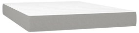 Cama box spring c/ colchão e LED 140x190 cm tecido cinza-claro